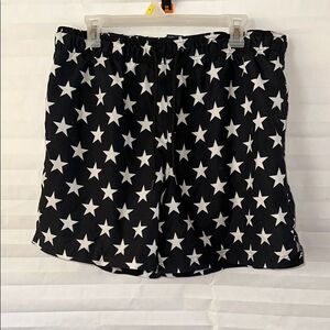 George Men’s Black & White Stars Swim Trunks Board Shorts Size Large